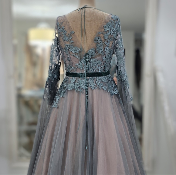 Custom Sage Green Wedding Dress - Picture 3 of 6